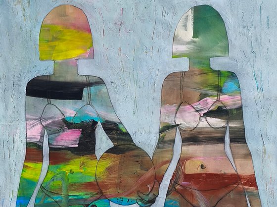 Friends playing on the beach