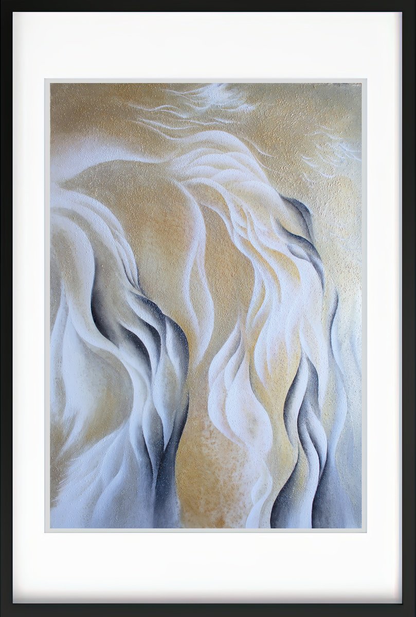 Organic Abstract Acrylic Painting By Francesca Borgo, 25 X 37, Weightless Joy, Original Artwork