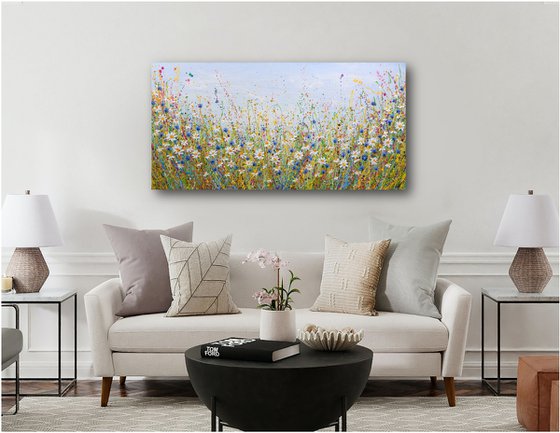 Daisies and cornflowers - Summer meadow painting