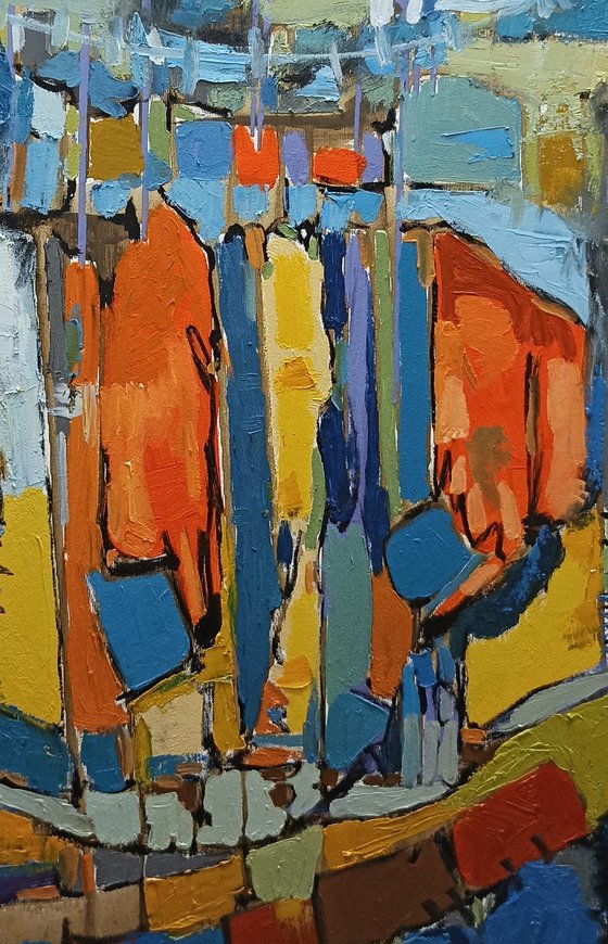 Abstract-rainy day (55x70cm, oil painting, ready to hang)