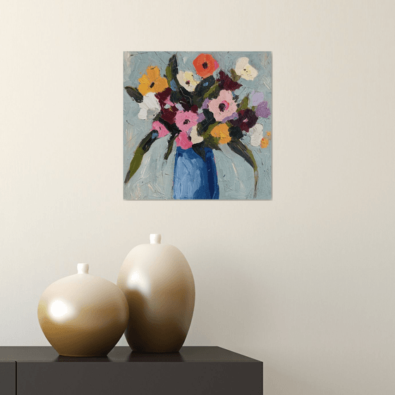 Flowers in a Blue Vase