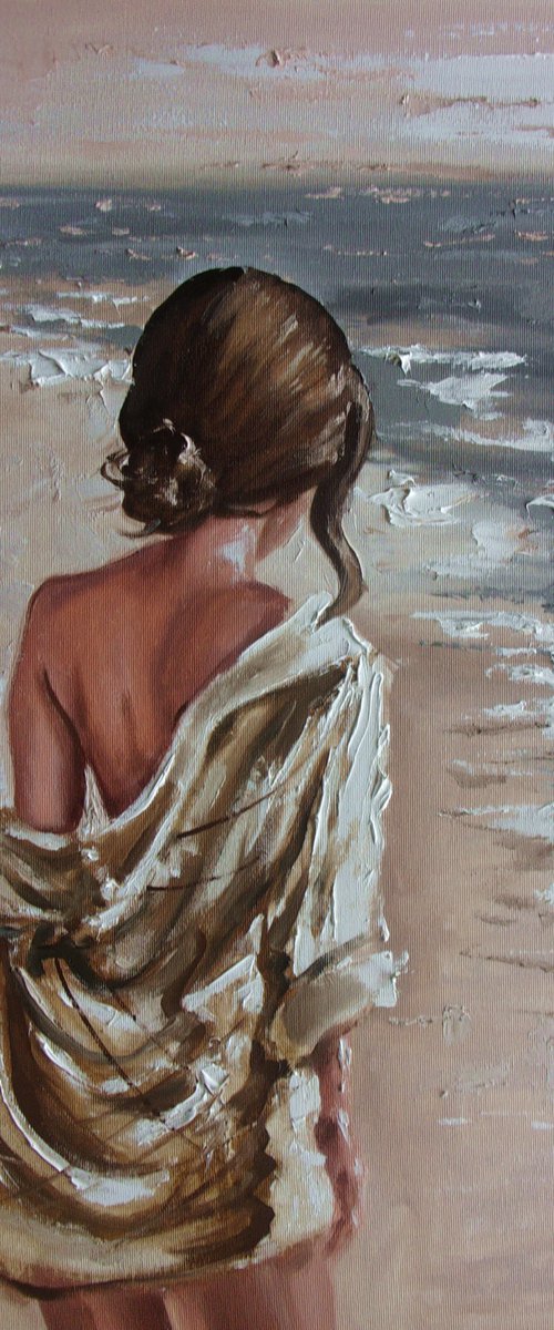 " SOMEWHERES " SEA original painting palette knife GIFT MODERN URBAN ART OFFICE ART DECOR HOME DECOR GIFT IDEA by Monika Luniak