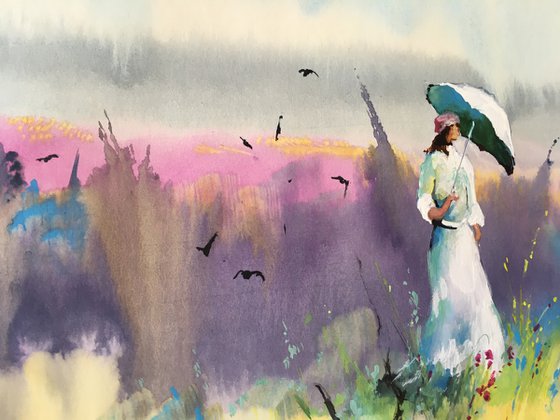 Sold Watercolor "Walking through Heaven” gift for her