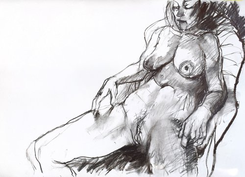 Nude in chair by Goran Žigolić Watercolors