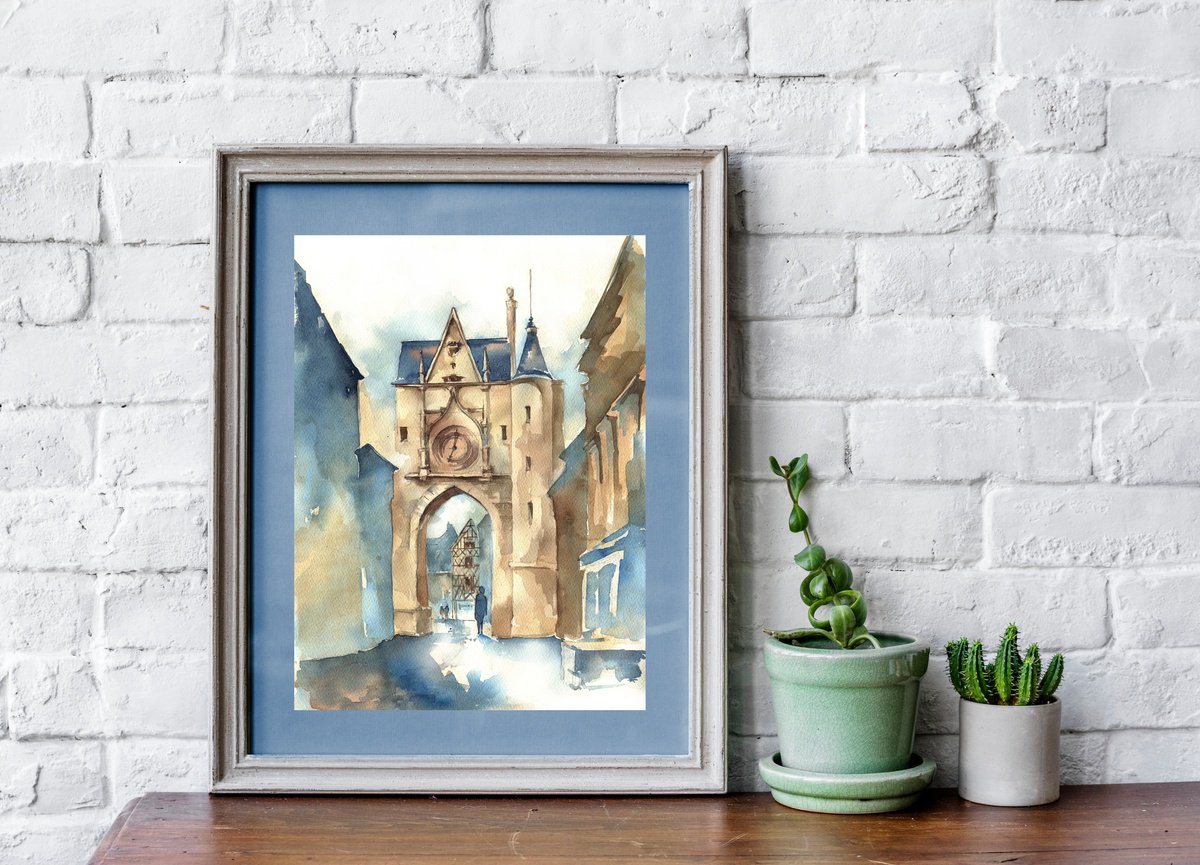 Impressionistic Cityscapes Watercolour By Ksenia Selianko, 11 X 15", "Walk In The Medieval City", Original Artwork