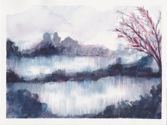 'Winter Marsh' Original Watercolour Painting | Snow |