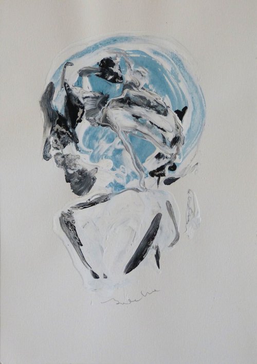 Blue face 3, 21x29 cm by Frederic Belaubre