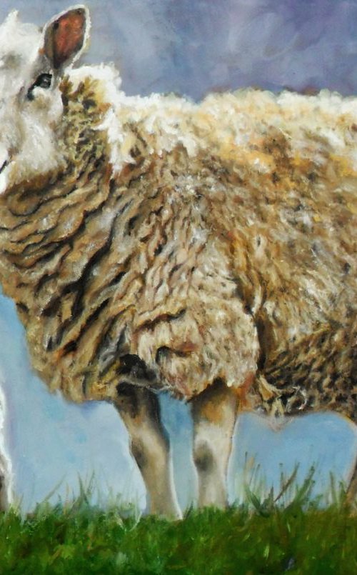 A Lamb with its Mother Sheep by Arion Majid Kediry