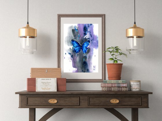 "Blue morpho butterfly "Original watercolor painting