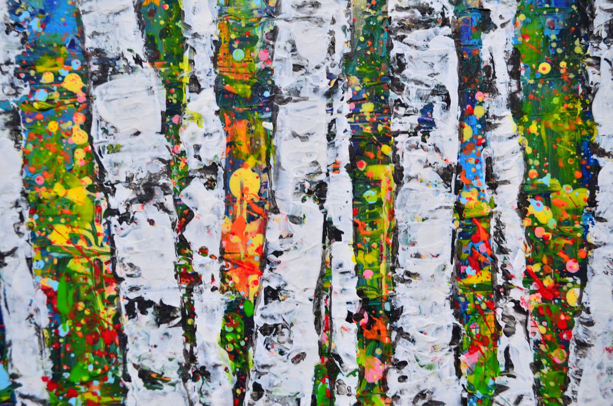 Original Acrylic Painting - Aspen Trees 01 by Misty Lady - M