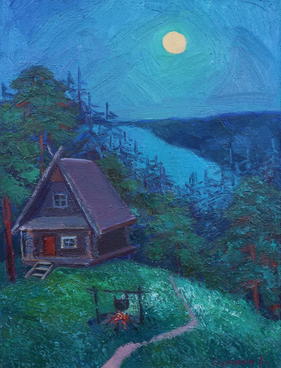 Full moon over the forest by Anna Shurakova