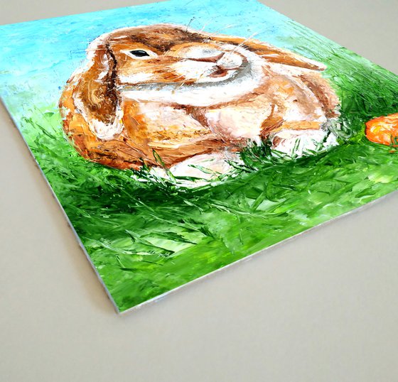 Hare Painting Original Art Rabbit Artwork Bunny Wall Art Animal