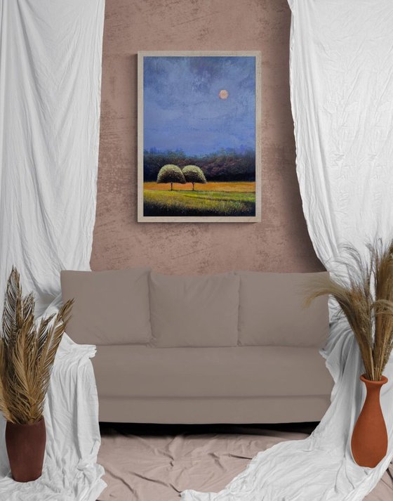 'Solaris Dreamfields XIX' Vivid Landscape Oil Painting on Canvas