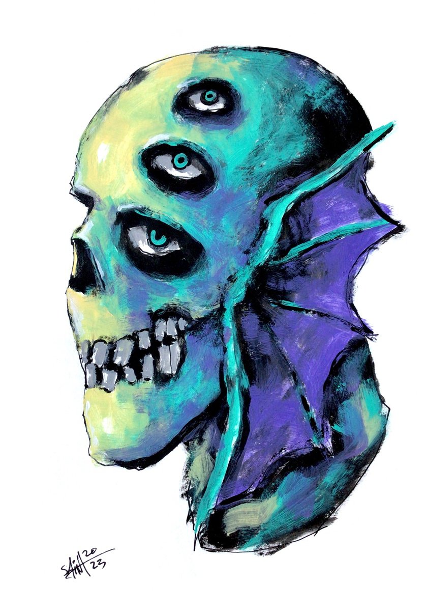 #190 Merman Zombie portrait painting original art, Horror Creepy Dark Art Brut Strange acr... by Ruslan Aksenov