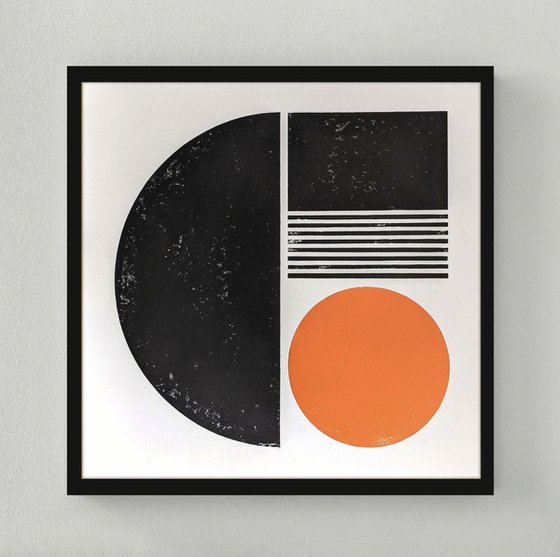 Original Block Print | 50x50cm | Abstract Original Print | Mid-Century art