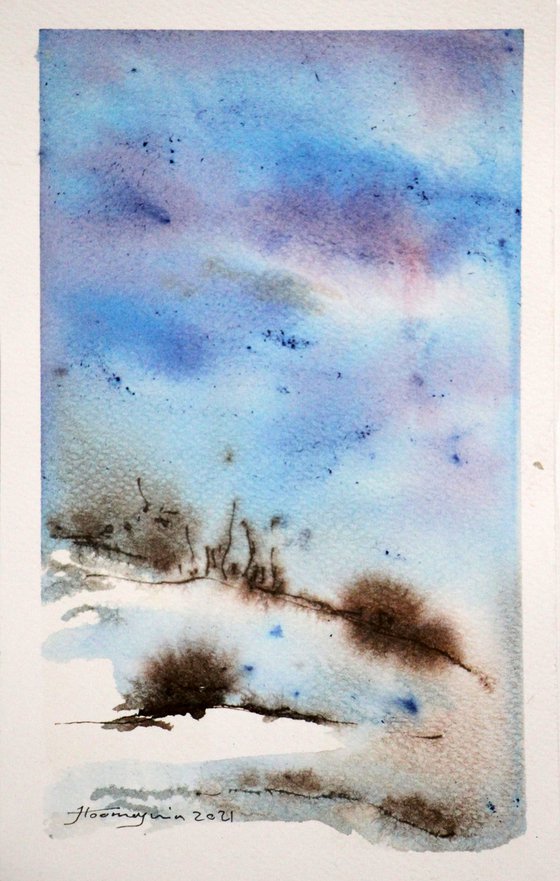 SMALL LANDSCAPES 7, WATERCOLOR, 15 x 23 CM