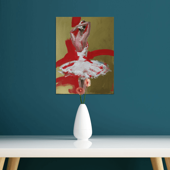 Backstage series  backstage 7-Gold Series Ballerina- woman Painting on MDF