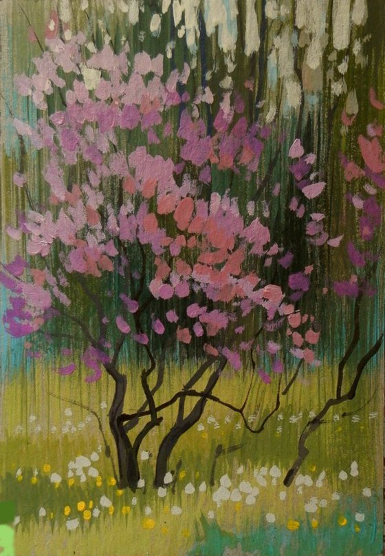 lilac, original painting, 30x21 cm