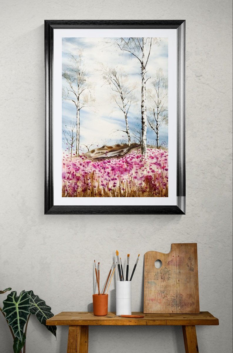 Illustrative Watercolour , Somewhere Wild Rosemary Is Blooming By Natalia Butenko, 14 X 22, Artwork For Sale On Artfinder