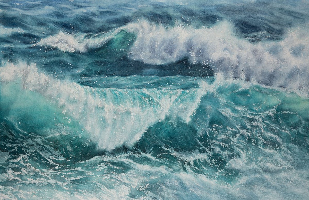 Impressionistic Landscape Watercolour By Kateryna Nazarenko, 22 X 15", Storm, Original Artwork