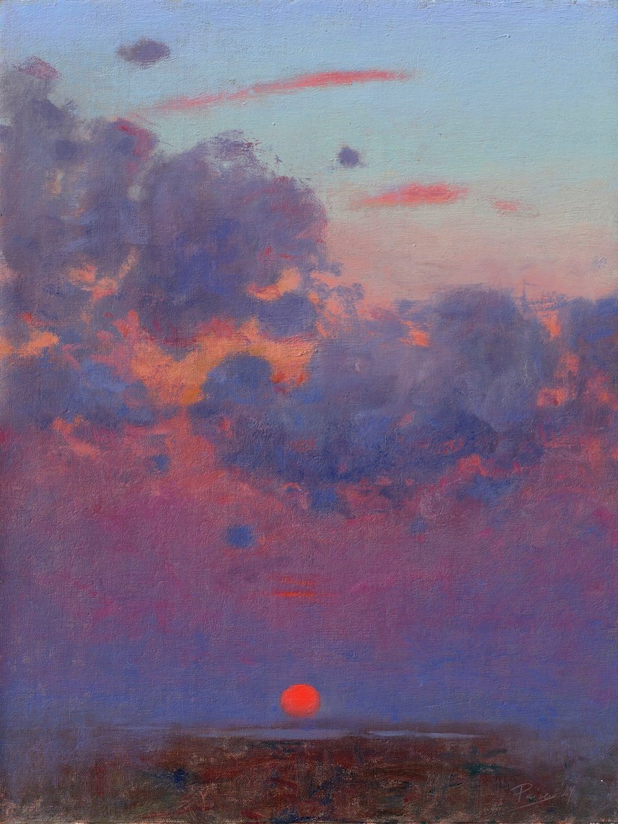 Impressionistic Landscape Oil Painting By Ayna Paisley, 12 X 16, Summertime Sunset, Original Artwork