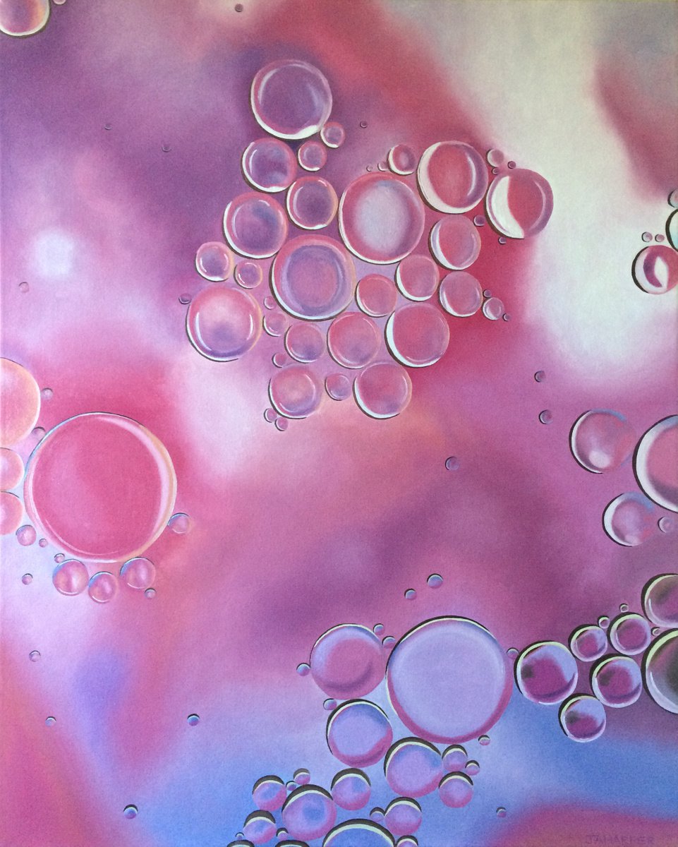 Organic Abstract Oil Painting By Jill Ann Harper, 24 X 30, Bubbles, Original Artwork