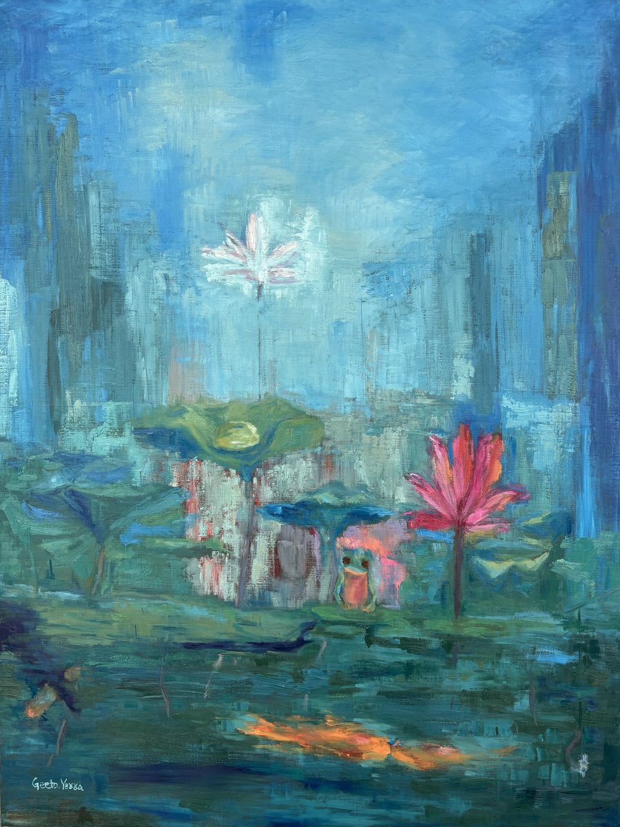 Surrealistic Abstract Oil Painting By Geeta Yerra, 36 X 48, Precious Life, Original Artwork