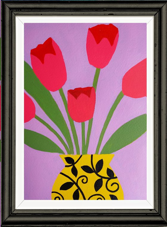 Five Pink Tulips III