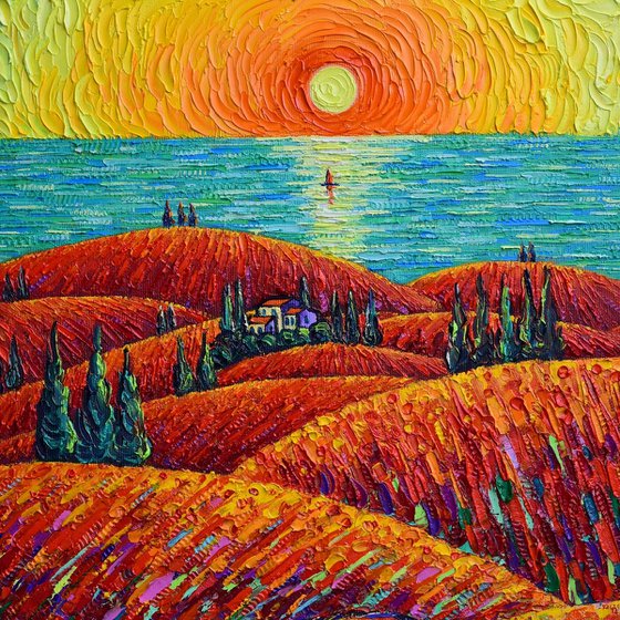 TUSCANY HILLS OF RED POPPIES