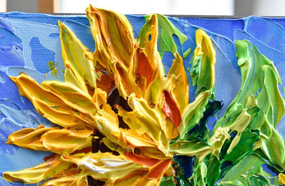 Sunflowers on blue II