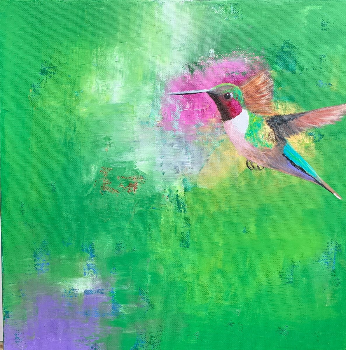 Impressionistic Animal Oil Painting By Laure Bury, 12 X 12", Summer