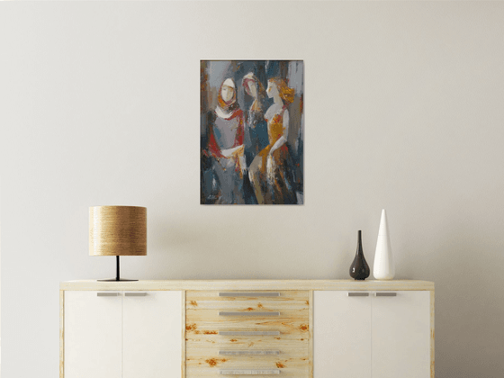 3 generations  (70x50cm, oil/canvas, abstract portrait)