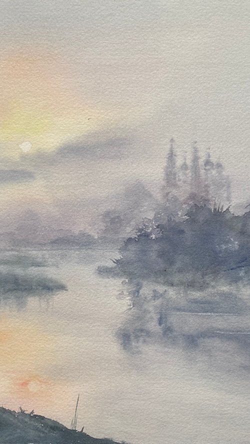 Fog over the river. by Alla Semenova