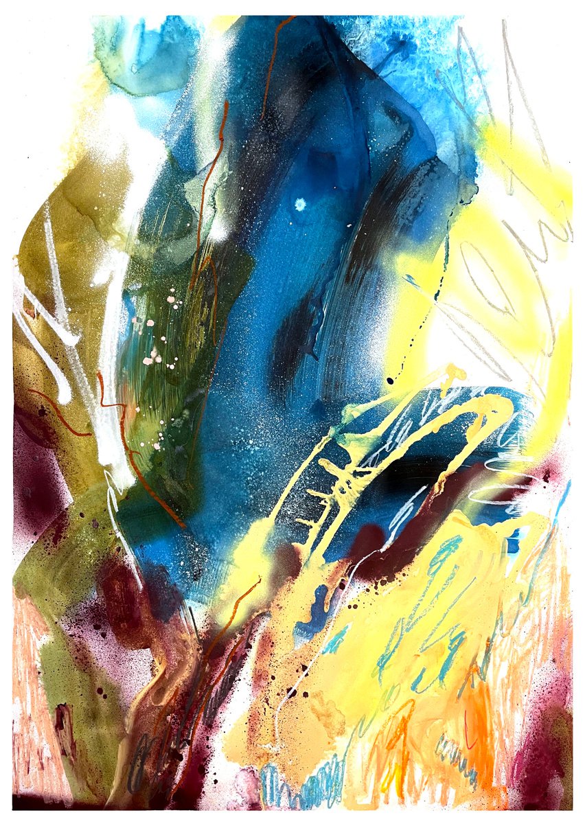 Abstract Painting By Evgenia Makarova, 28 X 39, Abstract Composition N131, Original Artwork