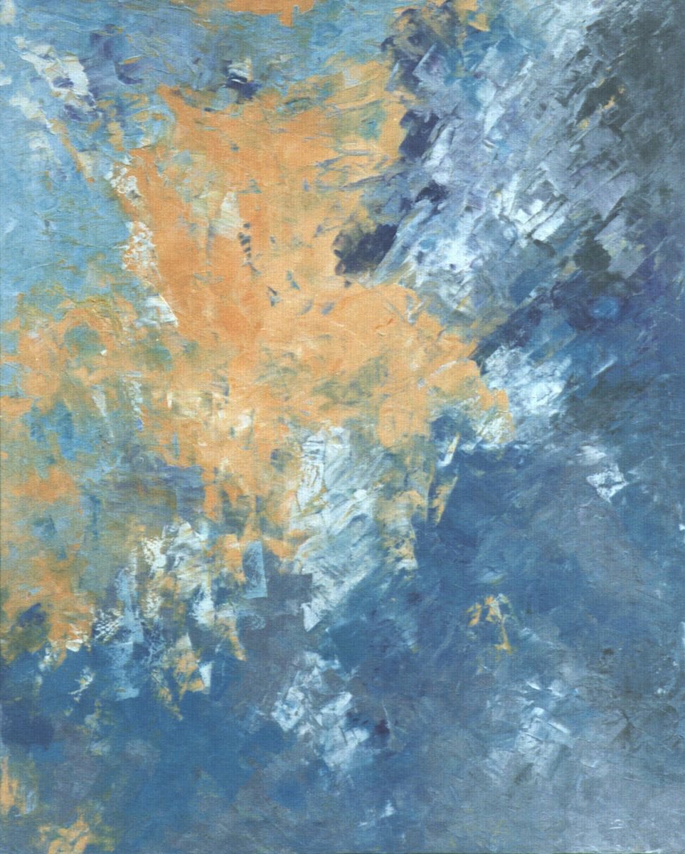 Abstract Landscape Oil Painting By Saroja Van Der Stegen, 33 X 41", Clouds (Ref#:201-40F), Original Artwork