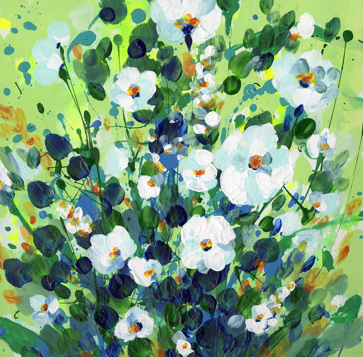 Sweet Wonder 7 -  Abstract Meadow Flower Painting  by Kathy Morton Stanion by Kathy Morton Stanion