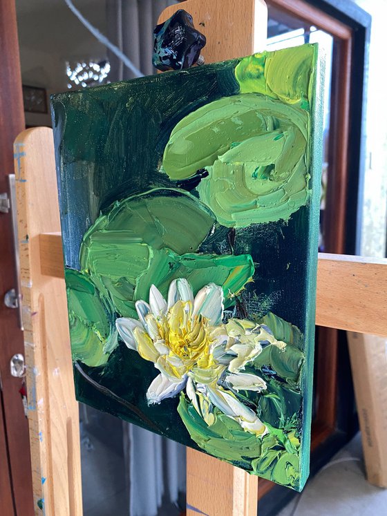 Water Lily — Palette Knife Oil Study