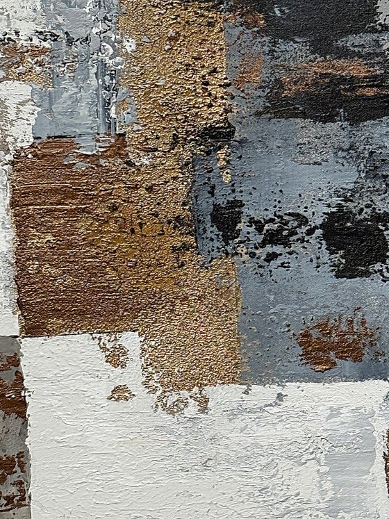 Golden Structure Field. Grey Beige Textured