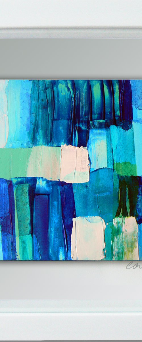 Framed ready to hang original abstract  - Deep water #4 by Carolynne Coulson