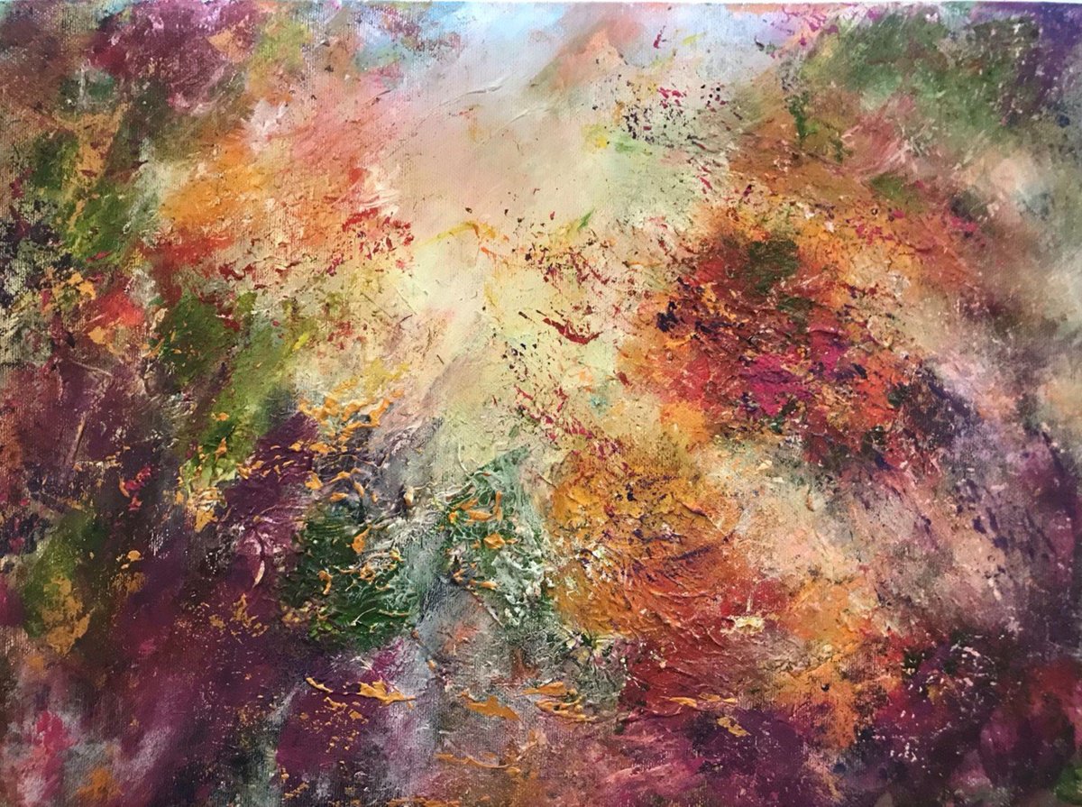 Abstract Landscape Acrylic Painting By Tetiana Pchelnykova, 16 X 12", Whisper Of The Sky, Original Artwork