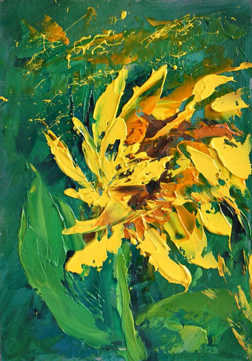 Sunflower... 5.5x8" /  ORIGINAL PAINTING by Salana Art Gallery