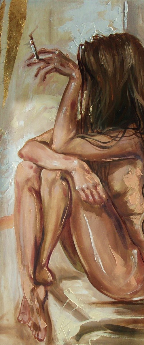 " BUTTERFLY WITH CIGARETTE IN WINDOW " by Monika Luniak