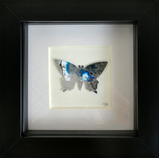 One Silver and Blue Butterfly