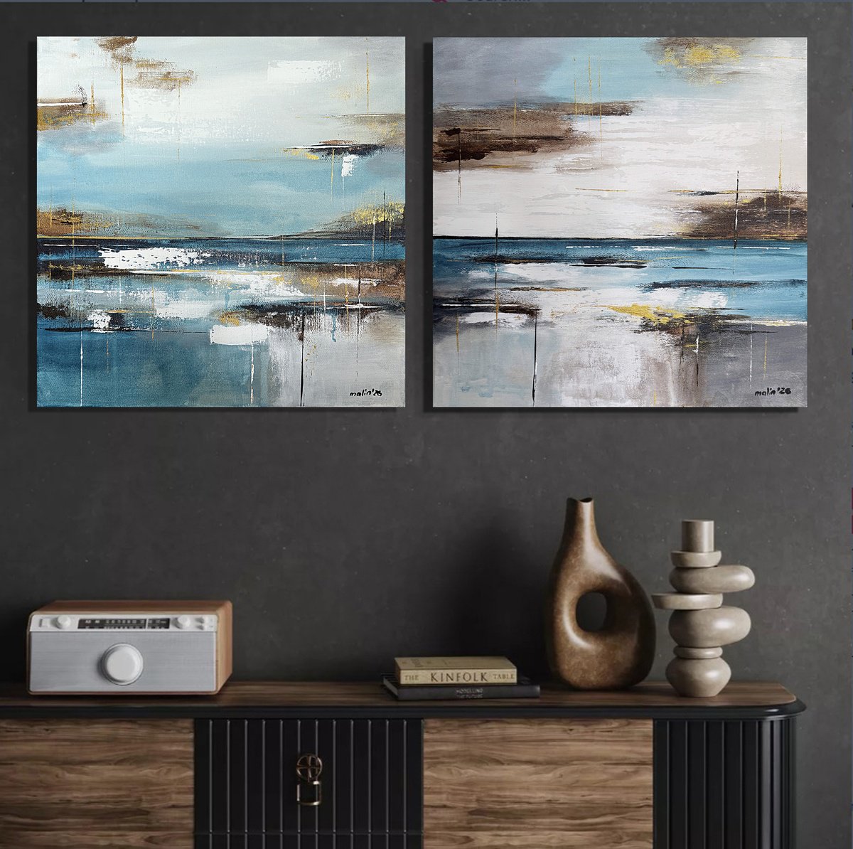 Gilded Stillness Diptych By Tatiana Malinovscaia, 31 X 16, Artwork For Sale On Artfinder