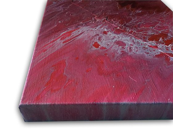 "Crimson Tide" - Original Abstract PMS Fluid Acrylic Painting - 24 x 12 inches