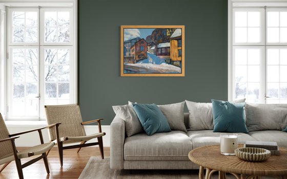 Denim seria.Blue shadows of February