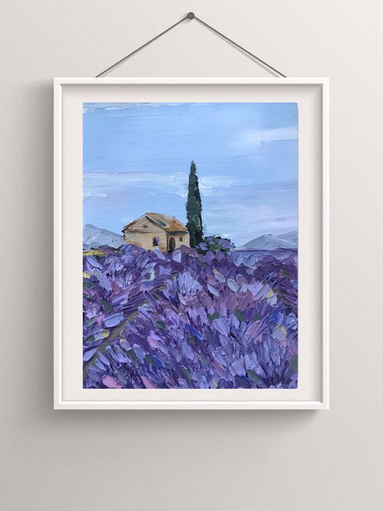 Provence lavender field Oil Painting French Landscape impasto