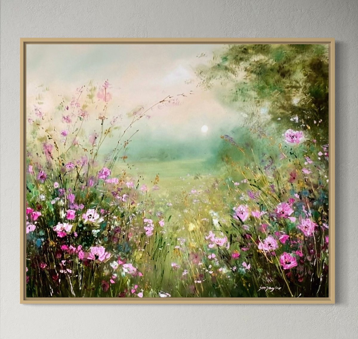 Impressionistic Landscape Oil Painting By Jennifer Taylor, 25 X 21, The Emerald Garden, Original Artwork