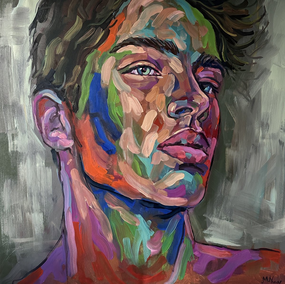 Young man portrait painting by Emmanouil Nanouris