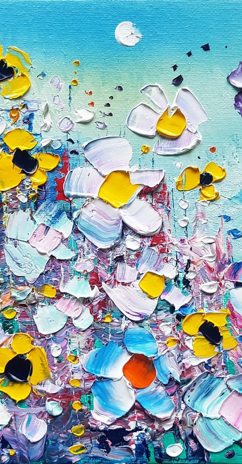 "Baby Blue Abstract Flowers in Love" by Phil Broad